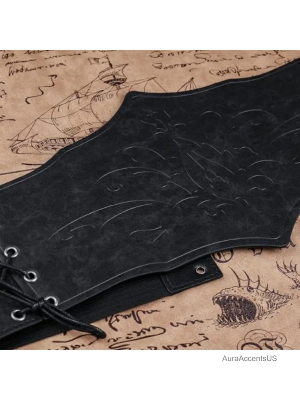 Vintage Embossed Faux Leather Corset Belt - Adjustable Lace Waist Cincher for